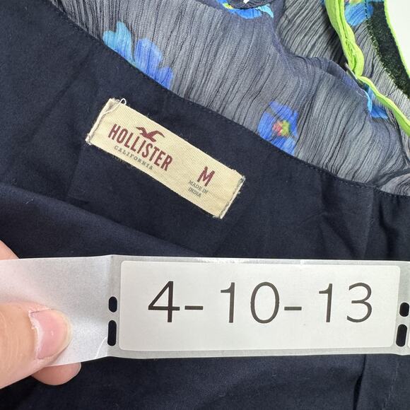 Hollister Dress Womens Medium Navy Blue Floral Layered Strappy Summer Y2K‎ - Picture 3 of 5